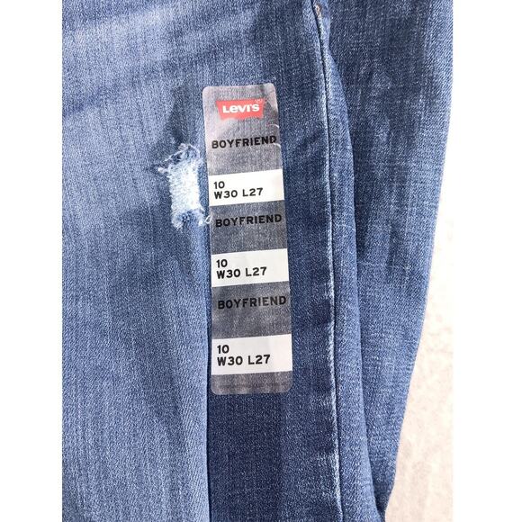 Levi’s Boyfriend Jeans 30x27 Medium Wash Distressed Relaxed Fit Women’s - Picture 4 of 7